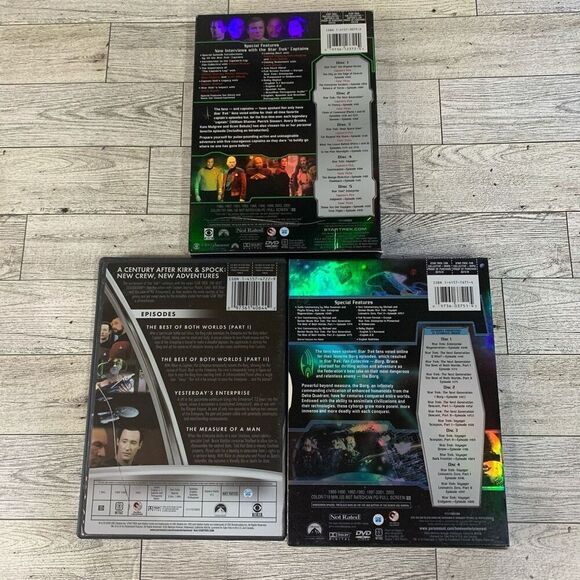 Star Trek Lot of 3 DVDs Captains Log The Next Generation & Borg - Picture 2 of 2